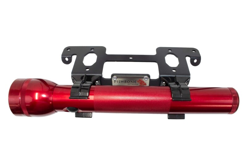 Jeep Wrangler Unlimited Flashlight Mount - Front - Fishbone Offroad - Roll Bar - Black - `18-`27